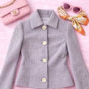 Gianfranco Ferré Light Blue Tweed Women's Jacket with Pearl Buttons